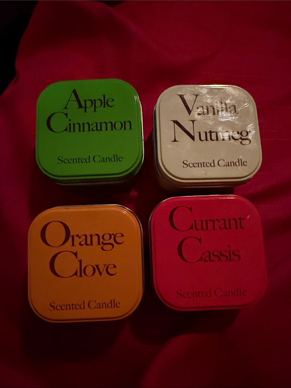 Set of 4- scented candles in tins
